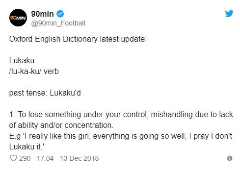 Từ điển Oxford giải nghĩa động từ "Lukaku"